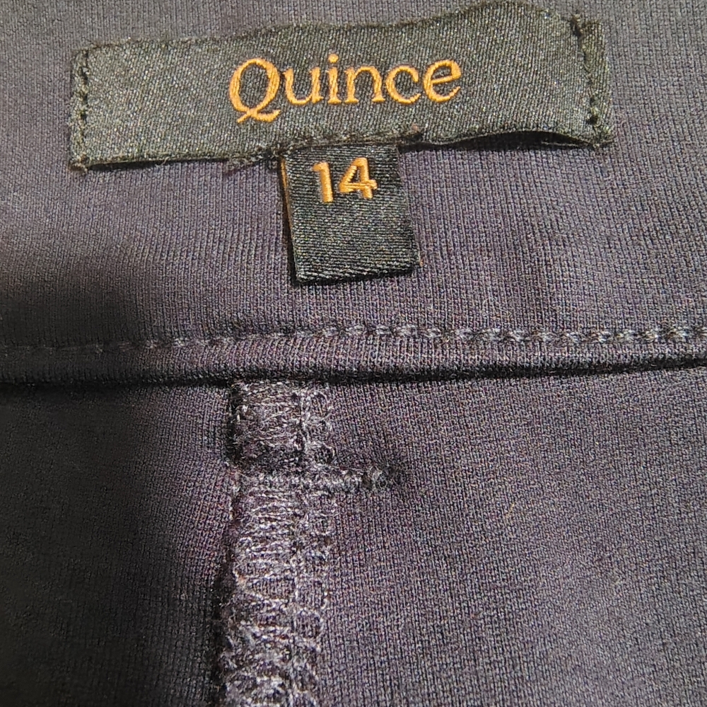 Quince $120 Ultra-Stretch Ponte Cropped Wide Leg Pants Navy Women 14 Minimalist - Picture 7 of 10